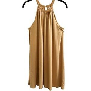 SIGRID OLSEN Pleated Halter Neck Shift Dress Yellow Size Medium